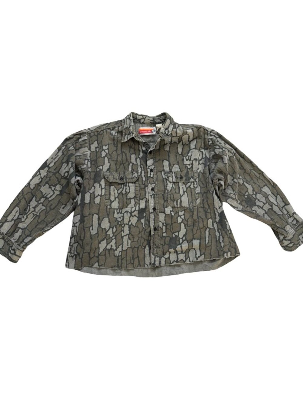 Vintage Winchester Tree Bark Camo Button Up Shirt Hunting USA Size Large